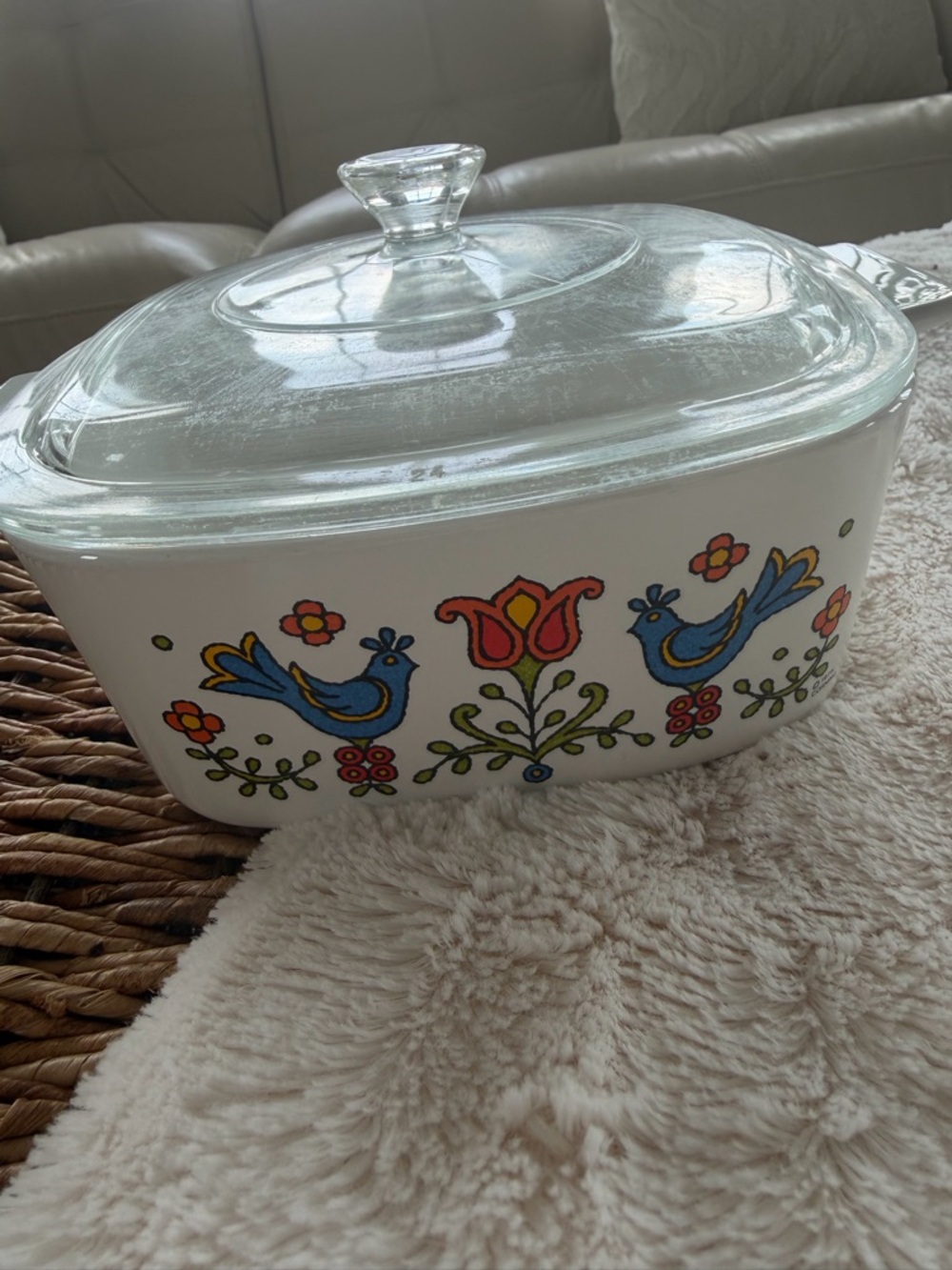 Vintage Corning Ware Country Festival Blue Bird Floral Casserole Dish w/ lid